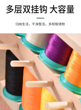 家用缝纫线架放宝塔线玉线麻线水晶毛线实木墙壁挂钩式收纳线轴架