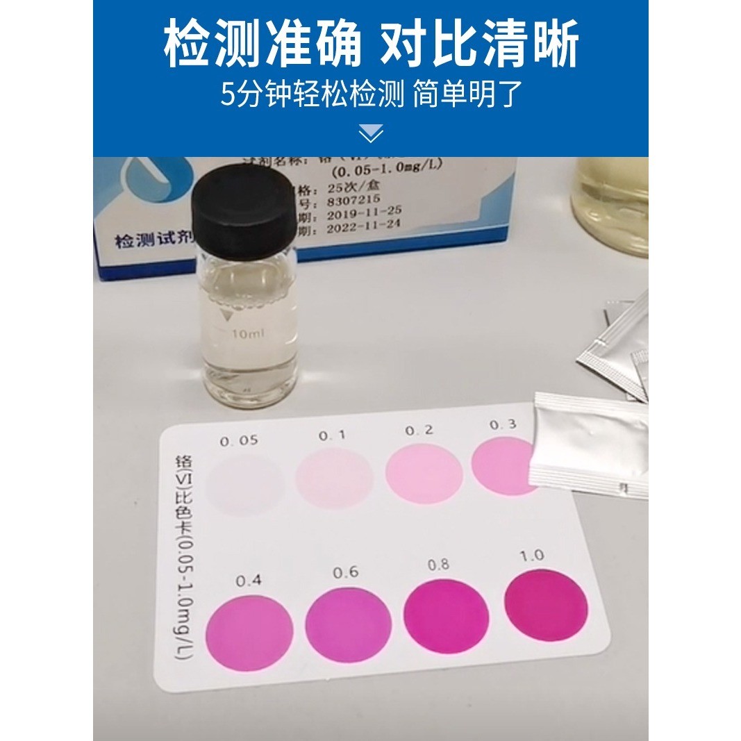 陆恒六价铬检测试剂盒Cr6+价铬离子分析包污水重金属含量快速测定