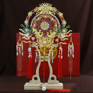 热销新品 喜扇红色流苏批发团扇 团扇成品结婚新娘秀禾手工婚扇中式