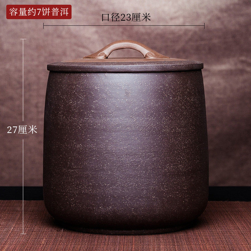 qjao批发宜兴紫砂茶叶罐特大码号手工醒茶存茶器缸米桶七子饼普洱