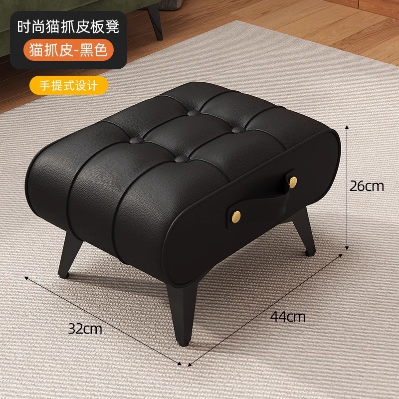 意式轻奢皮凳子家用简约门口换鞋凳客厅茶几小矮沙发脚踏凳手提凳