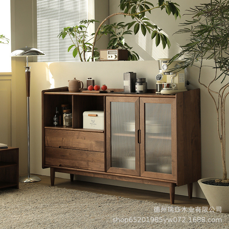 热销收纳实木餐边柜公寓客厅双开门储物茶水柜民宿餐厅多功能日式