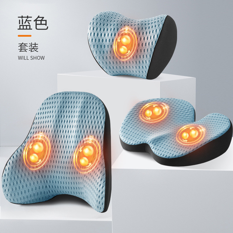 腰部支撑加热按摩靠垫坐垫车载靠背腰垫护腰电动座椅司机汽车套装