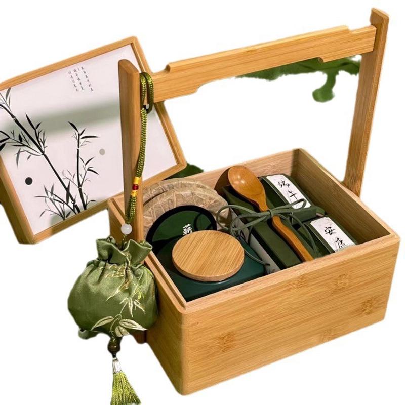 木质端午节包装盒粽子茶叶咸鸭蛋双层手提木盒点心糕点收纳礼品盒