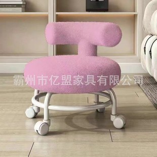 滑轮美甲擦地足浴小圆凳儿童凳子学步万向轮美缝矮凳移动不锈钢