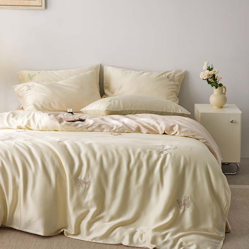 轻奢贵族范60s兰精少女心天丝四件套蝴蝶丝滑被套1.8床上用品