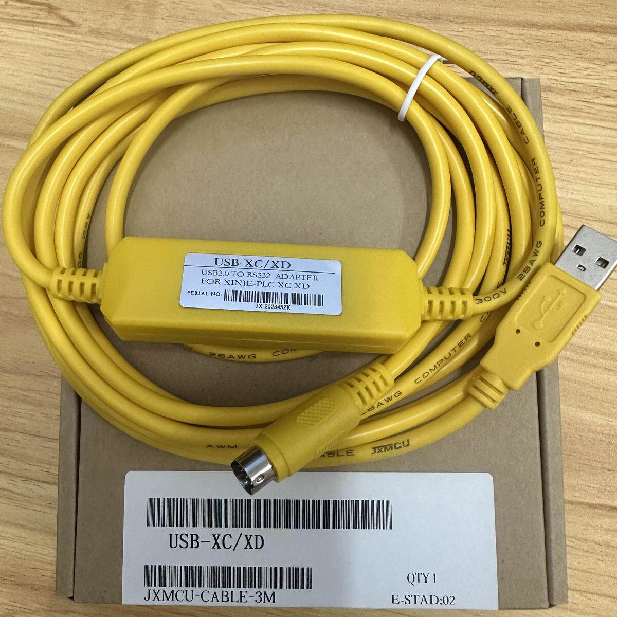 黄色USB-XC XD L XG系列 信捷PLC编程电缆下载 USB-8孔圆头 RS232