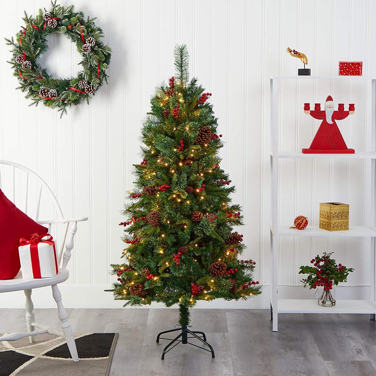 混合圣诞树pe+装饰+pvc1.8米定制高档圣诞树加松果红果圣诞节松针