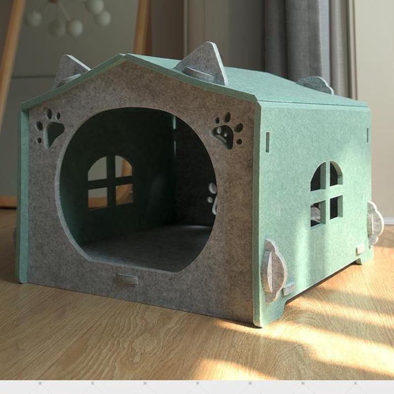批发毛毡猫窝舍四季通用猫屋猫房子可拆卸毛毡宠物猫窝