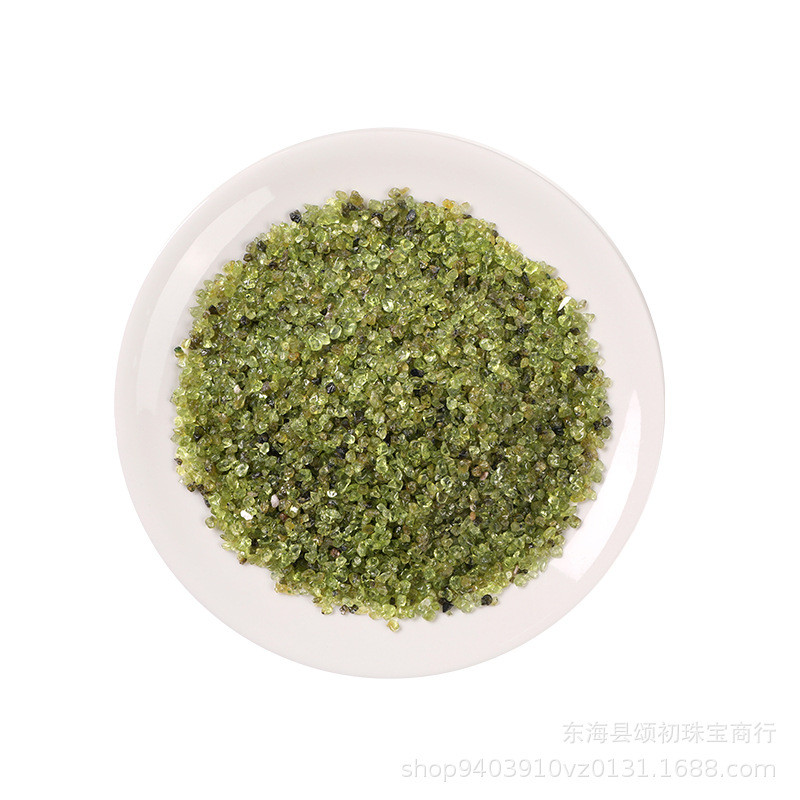 天然橄榄石碎石碎石摆件鱼缸彩石子小石头花盆铺面图片
