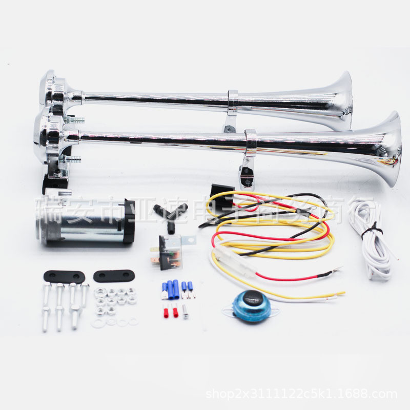 17英寸气喇叭双管12/24V汽笛truckhorn汽车电机喇叭compressor