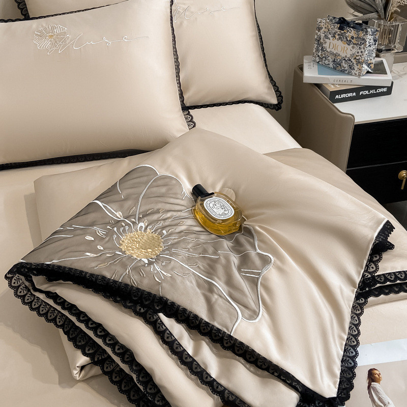 莱赛尔冰丝夏凉被四件套兰凉天丝裸睡夏季精感丝单双人天丝薄被子