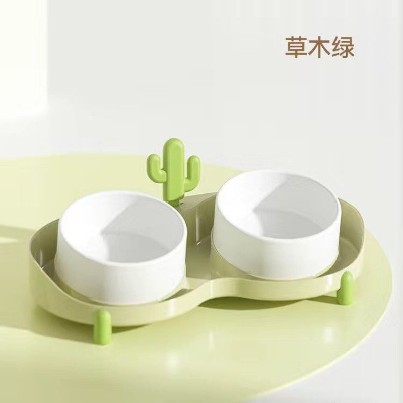 y2r猫碗双碗陶瓷猫食盆猫咪饭盆狗碗狗狗食盆宠物碗猫水碗高脚斜