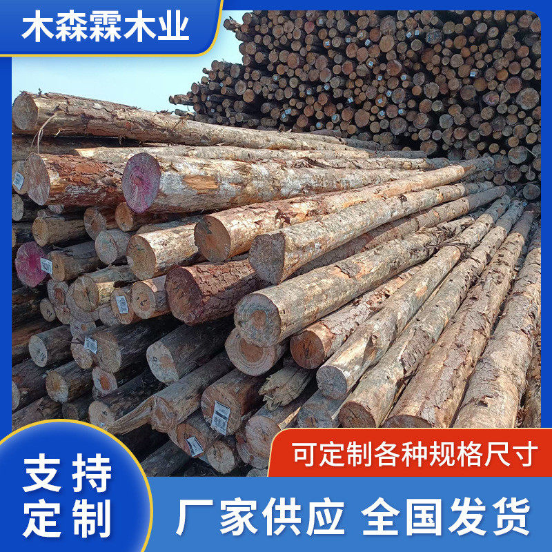 松木原木批发打桩木3米4米6米工地木桩护堤河道园林绿化支树杆杉