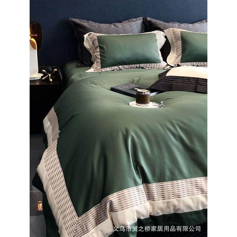 新品小奢绸轻奢100支长绒棉色织提花拼边意式港式简约软装样板间