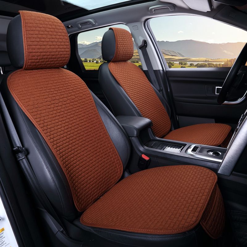 热销汽车坐垫四季通用亚麻座垫防滑透气夏季车坐垫座套棉麻座垫套