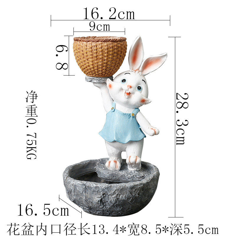 树脂卡通动物兔多肉绿植花盆轻奢幼儿园简约时尚室内创意个性摆件