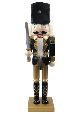 新款圣诞节国王士兵胡桃夹子用于色黑金桌面的节日装饰品摆件