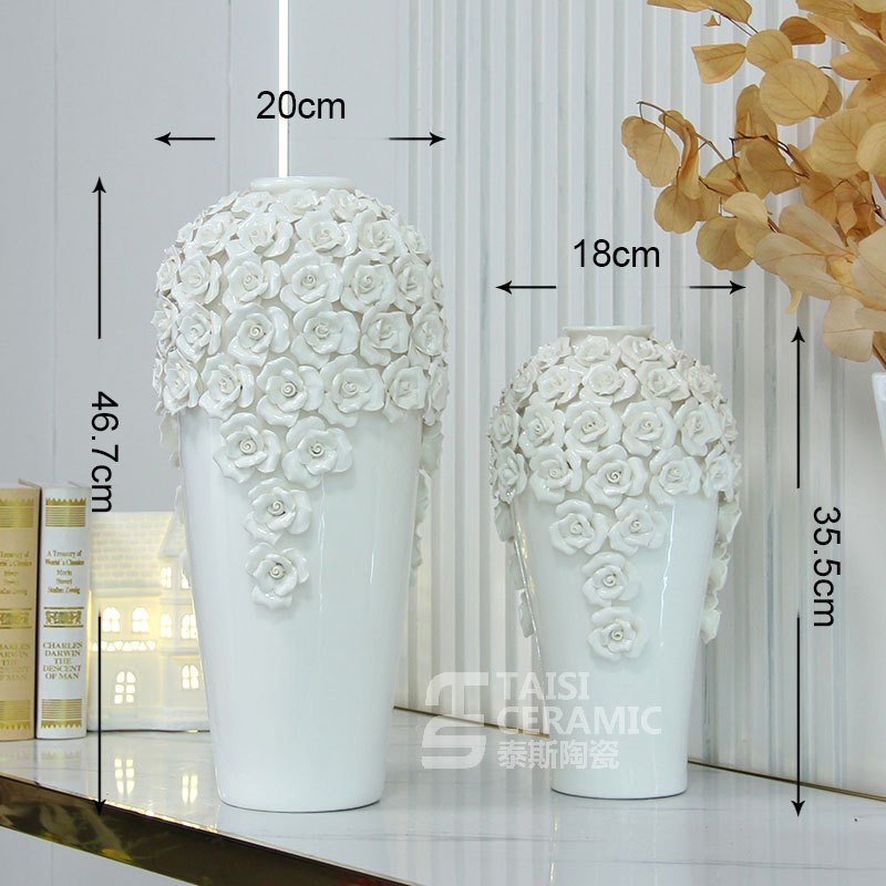 轻奢金花家居电视柜装饰品花瓶花插玄关摆件软装客厅瓷器花器