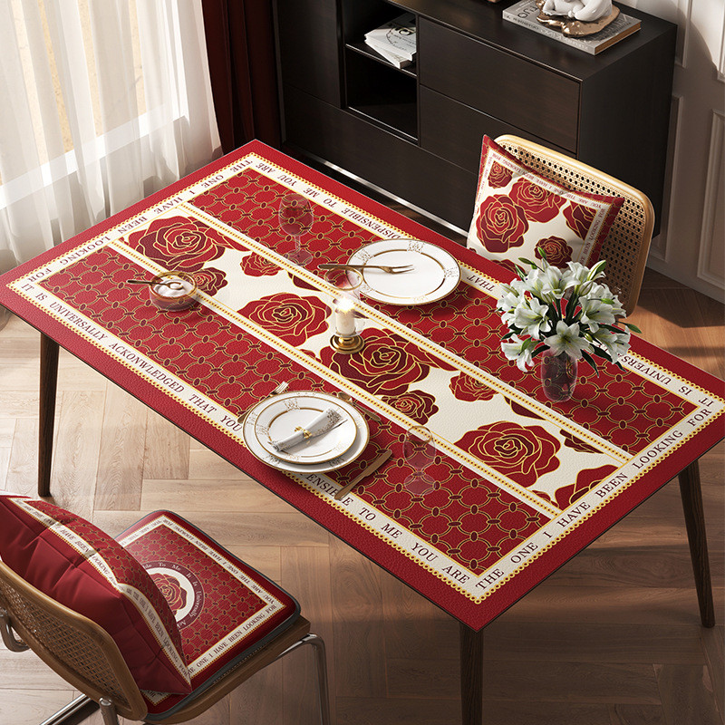 桌布轻奢美式长方形餐桌垫2021新款pvc防水防油防烫茶几垫