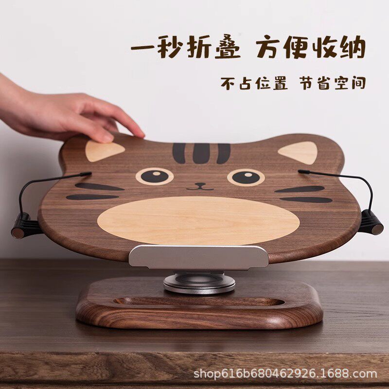 热销猫咪木质读书学生看书阅读架电脑实木架子桌面支架放书儿童小图片