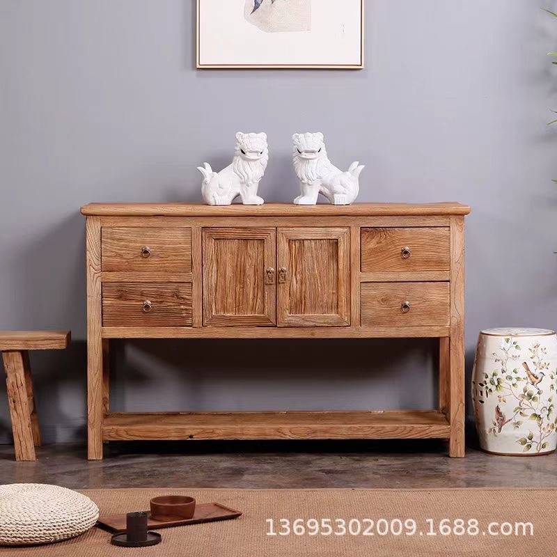 老榆木门厅靠墙斗柜抽屉式储物柜玄关柜客厅餐边柜榆木家具收纳柜