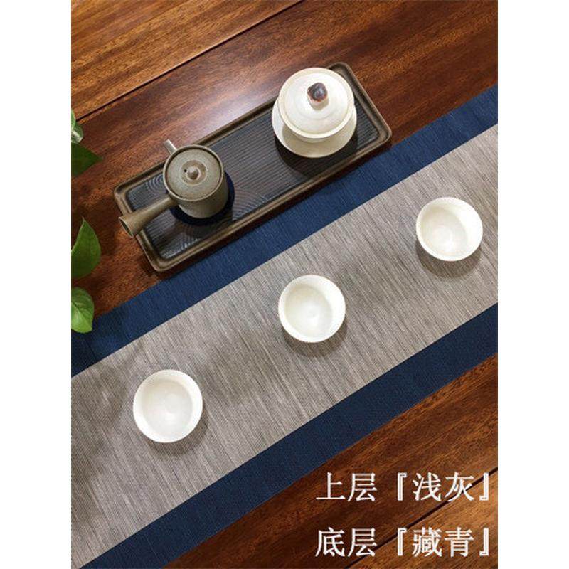 侘寂风防水茶桌布茶席茶道茶旗禅意中国风桌旗竹席干泡日式新品