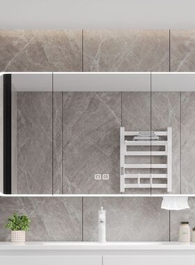 热销ous【热销】太空智能浴室镜镜柜储物墙式镜箱雾灯光镜子除收