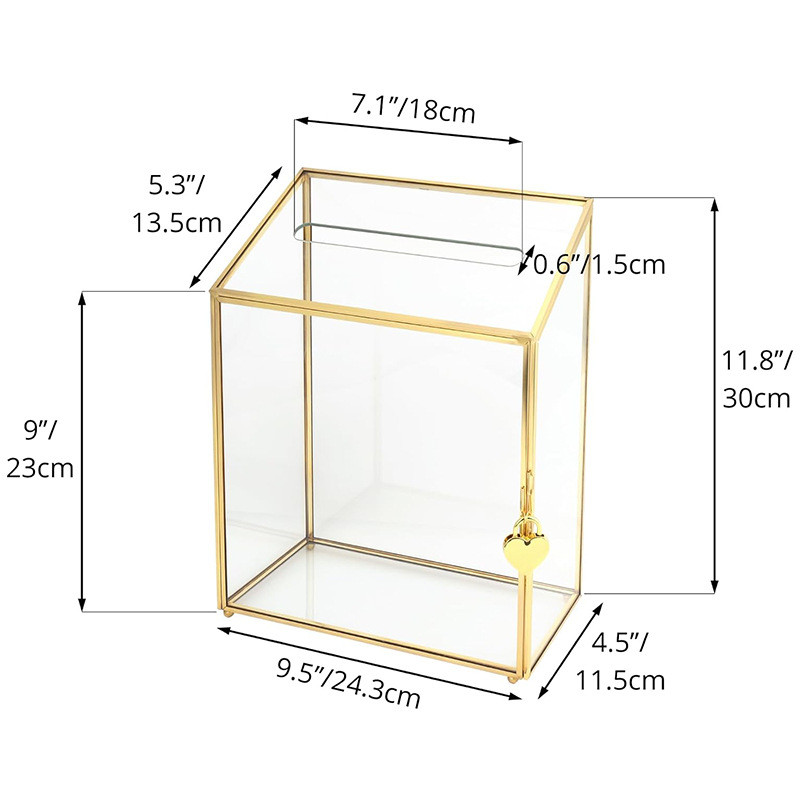 婚礼金色北欧卡片收纳盒透明玻璃生日派对贺卡箱家居装饰收纳摆件