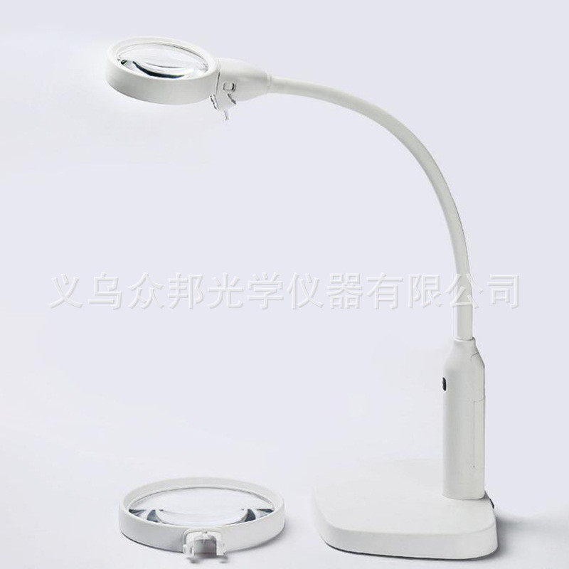 台式夹子固定多功能120MM镜片带6个LED阅读照明放大镜7763