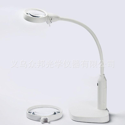 台式夹子固定多功能120MM镜片带6个LED阅读照明放大镜7763