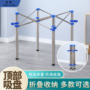 折叠桌腿支架桌架子餐桌脚不锈钢餐台脚铁艺桌子腿加厚麻将桌包邮