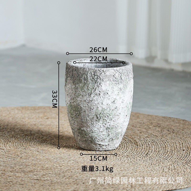 北欧创意水泥大花盆户外鸭脚木圆形新款艺术庭院特大号轻奢高级感