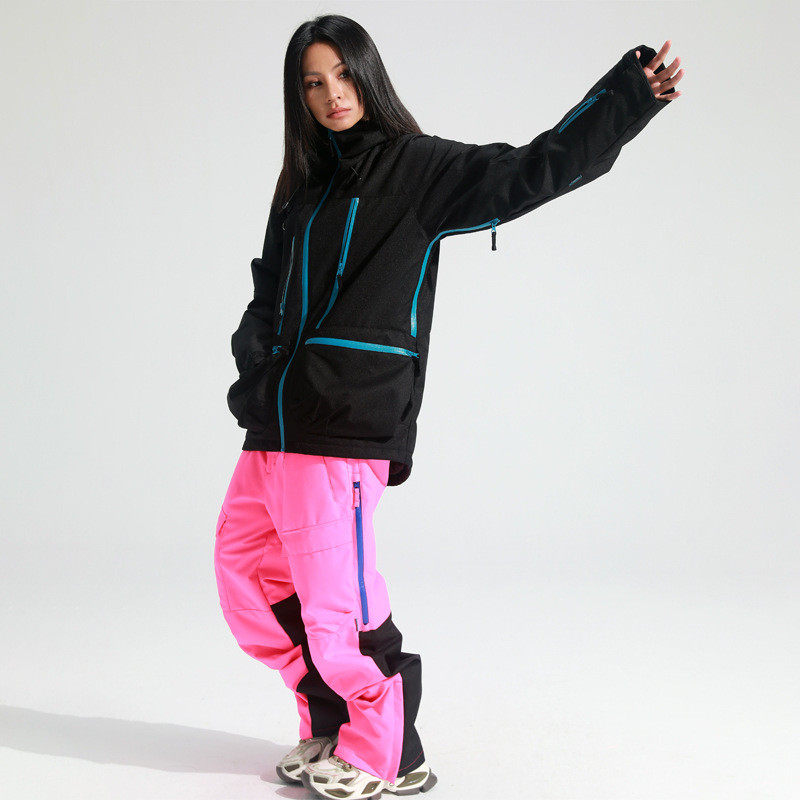 24款冬季户外防风套装男女情侣雪场滑雪服防水加厚保暖时尚