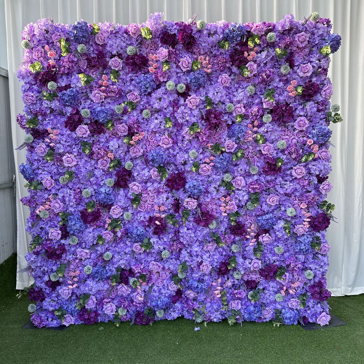 花墙紫色花艺背景玫瑰花墙商场橱窗装饰花求婚背景仿真仿真花