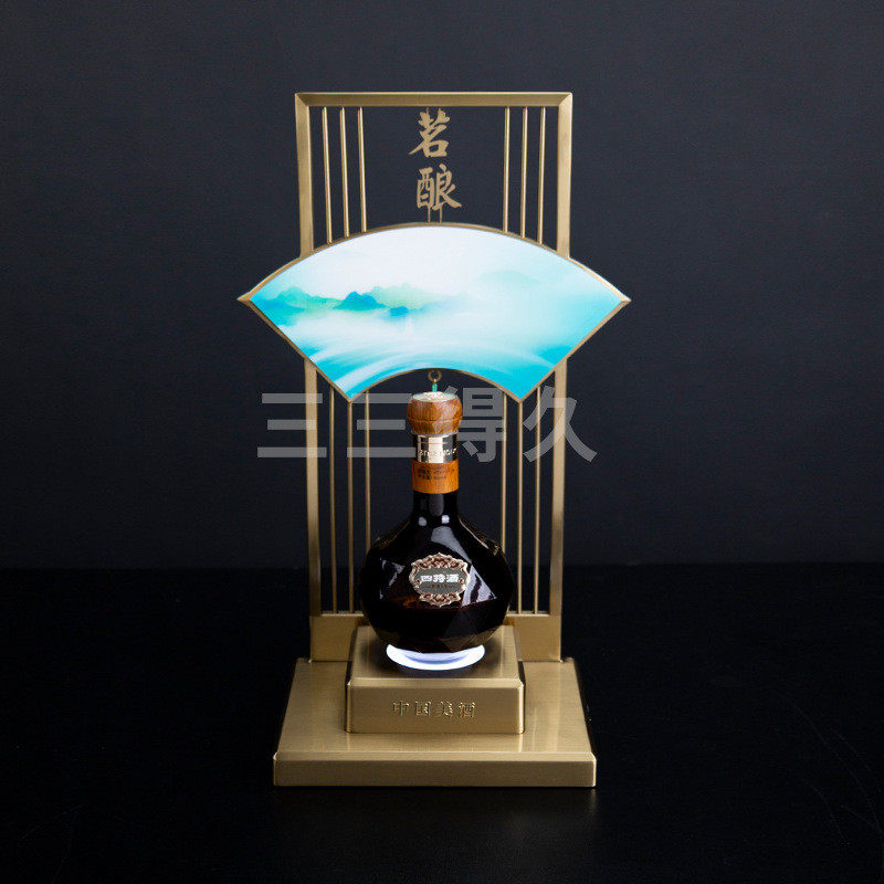 品鉴会国风发光白酒展示台不锈钢洋酒底座红酒酒架白酒发光酒座