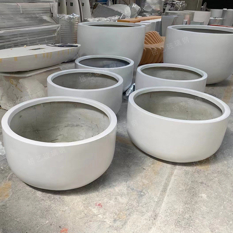 玻璃钢花盆户外大型椭圆公园学校花器花钵商场街道简约美陈大花箱