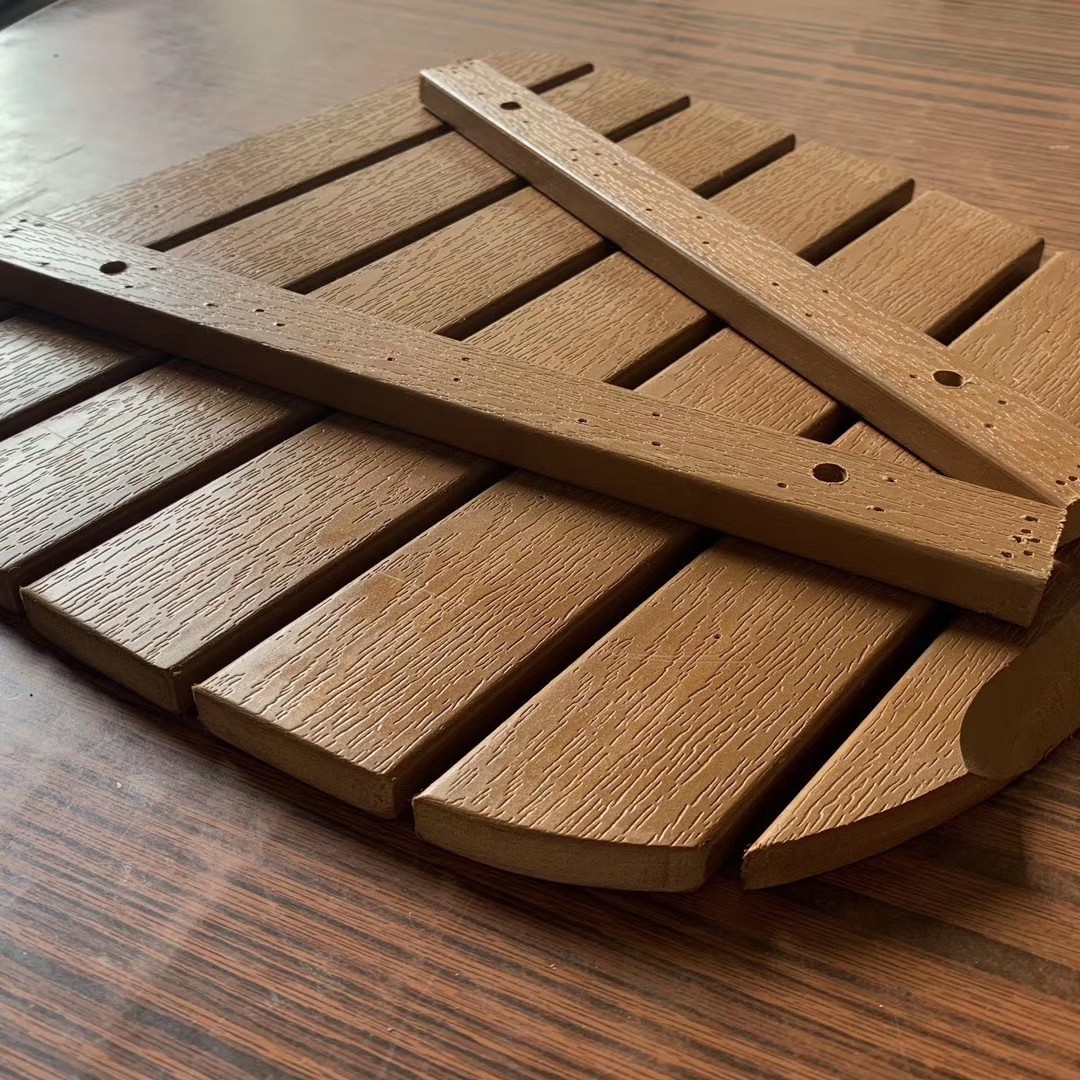 ps板木椅面户外桌椅仿木塑源头厂家ps塑木铁皮椅