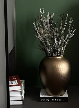 金色落地桌面陶瓷花瓶大号插花器干枝陶罐酒店样板房玄关装饰摆件