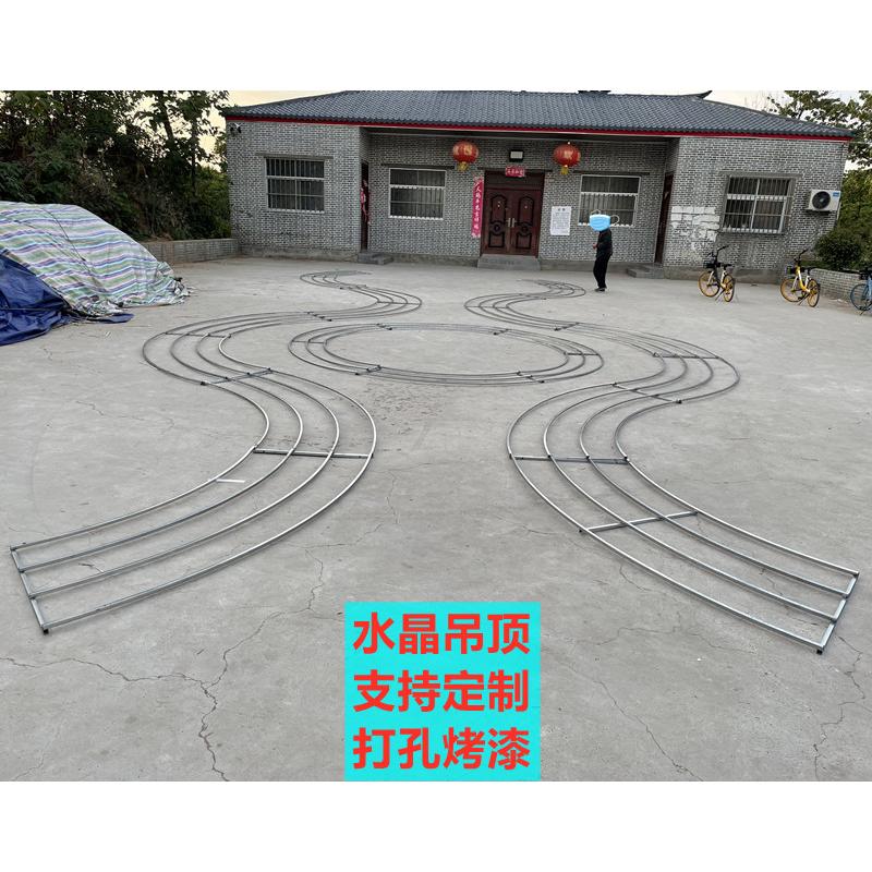 婚庆道具铁艺吊顶定做定位珠圆环架子水晶珠帘花门架婚礼舞台装饰