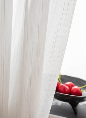 w1tr竖条纱阳台纱纱帘白色窗纱轻奢卧室梦幻帘飘窗透光不透人