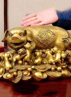 铜猪摆件补缺金猪生肖角家居客厅金属工艺品