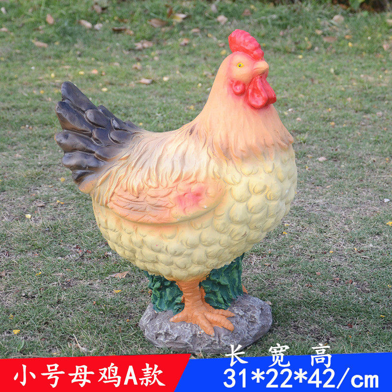 声控大公鸡造型雕塑户外玻璃钢母鸡摆件门店商场庭院动物装饰