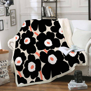大ins花简约双层毛绒毯子沙发盖毯办公室学生午休毯盖腿毯空调毯