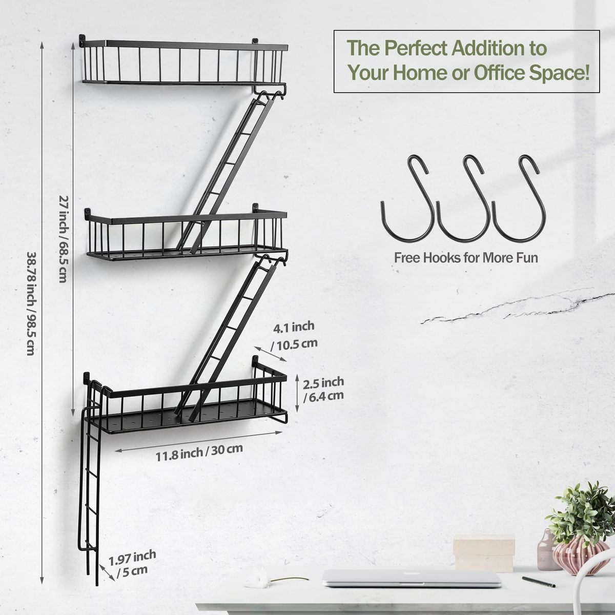 家居壁挂装饰三层客厅玄关卧室墙面展示收纳架创意置物架楼梯组架