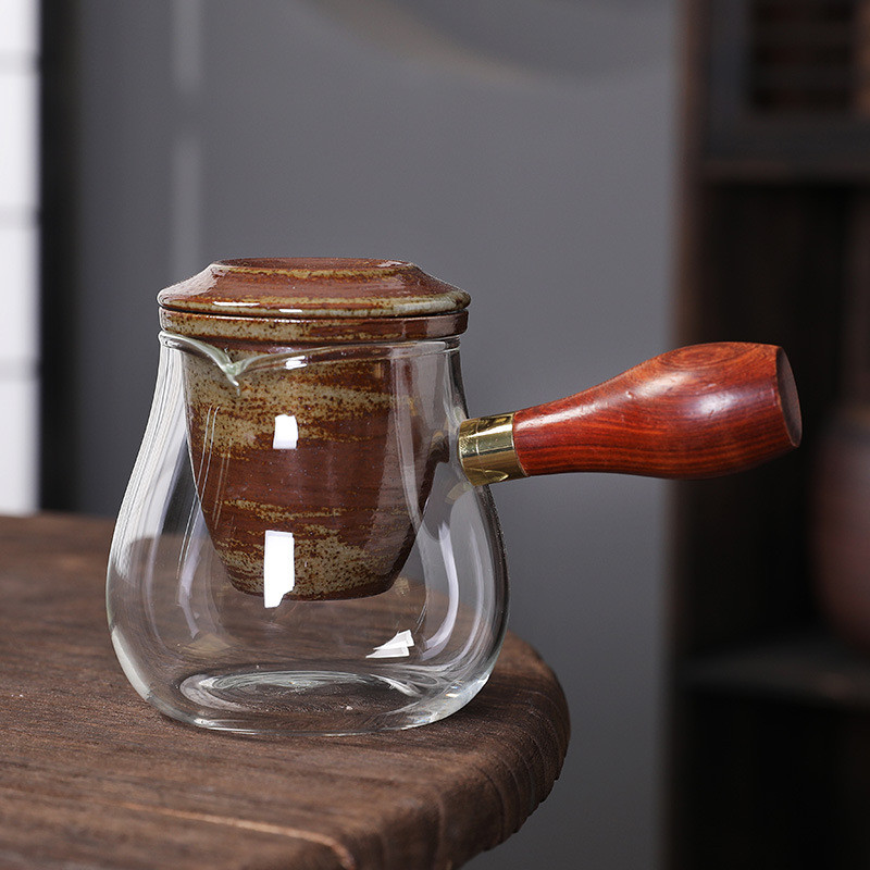 昶玖耐热玻璃侧把茶壶日式红茶泡茶器茶具套装家用茶叶过滤单只壶