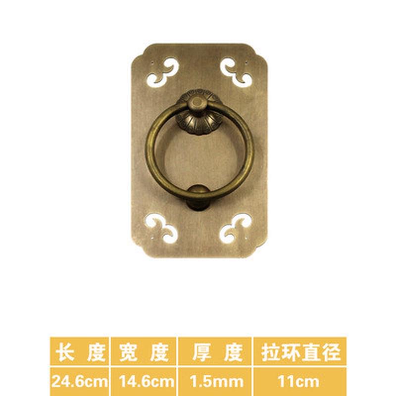 新中式仿古实木大门黄铜方形门环别墅复古老式拉手双开门把手配件