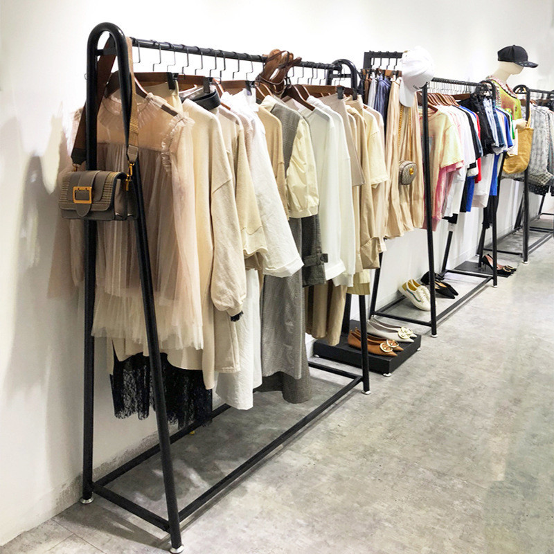 服装店衣架展示架落地式男女装店简易中岛货架铁艺陈列挂衣服架子