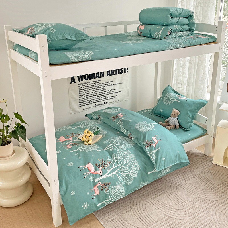 开学季学生宿舍床上三件套纯色床单被套1.2m床学生品上下铺四件套