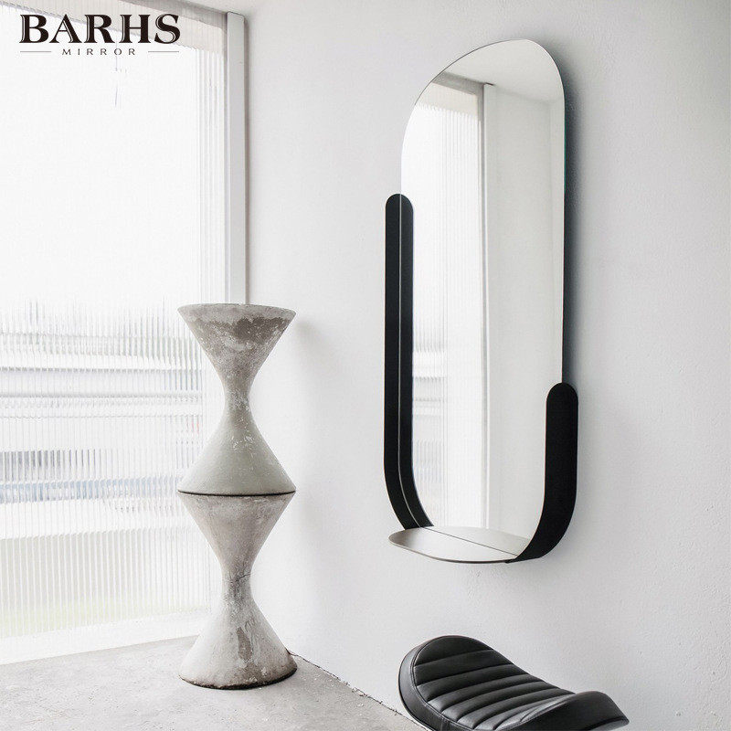 设计师款轻奢家居卫生间浴室镜镜挂墙镜子装饰椭圆带层架置物架,家装主材,浴室镜,淘宝优惠券,粉丝福利购,淘宝优惠卷